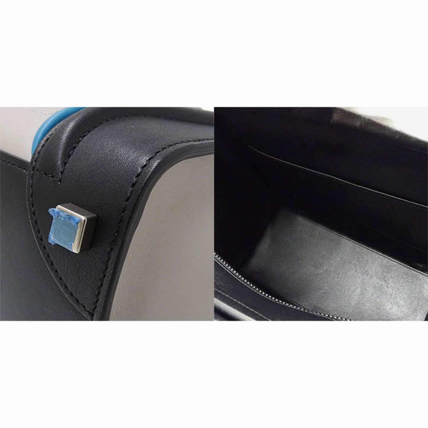 Celine Bag Ladies Handbag Luggage Micro Shopper Leather Gray Black Multi Blue