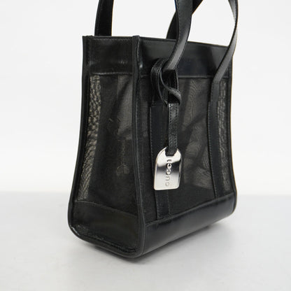 GUCCI  Patent Leather 002 1705 0405 Women's Mesh,Leather Handbag Black