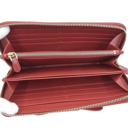 Prada ribbon round fastener long wallet saffiano leather red 1ML506 FUOCO