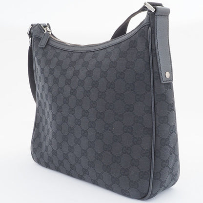 Gucci Gg Canvas Black Canvas Leather Shoulder Bag