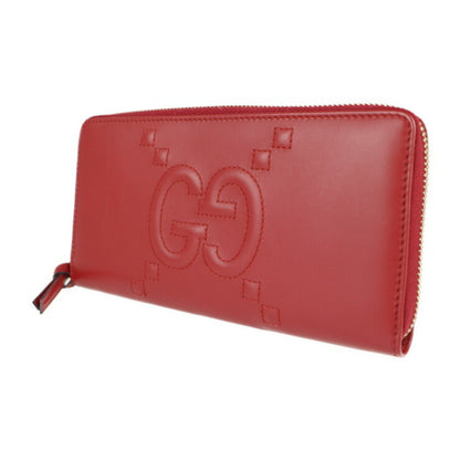 Gucci Long Wallet 453393 Leather Red Round Zipper