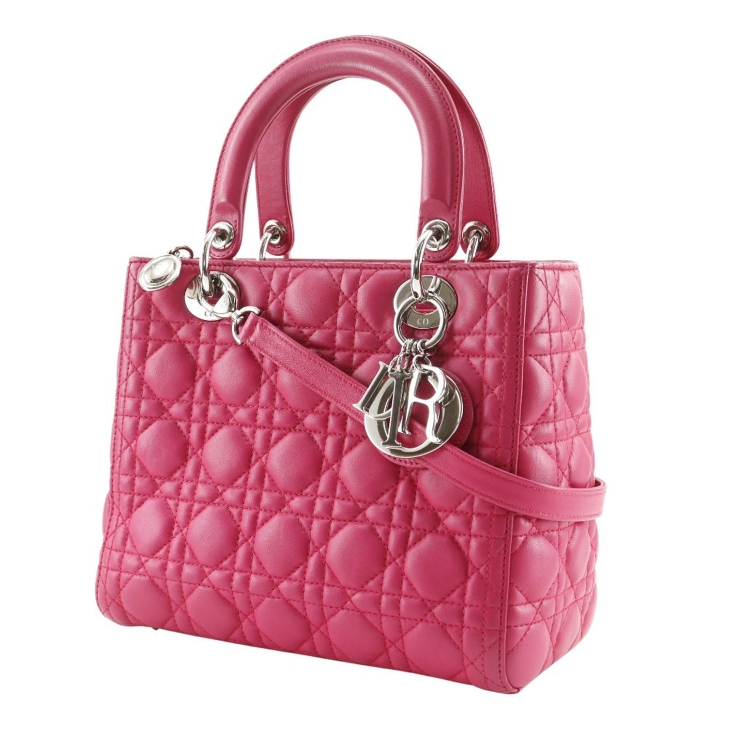 Christian Dior Lady Dior Pink Leather Handbag ()