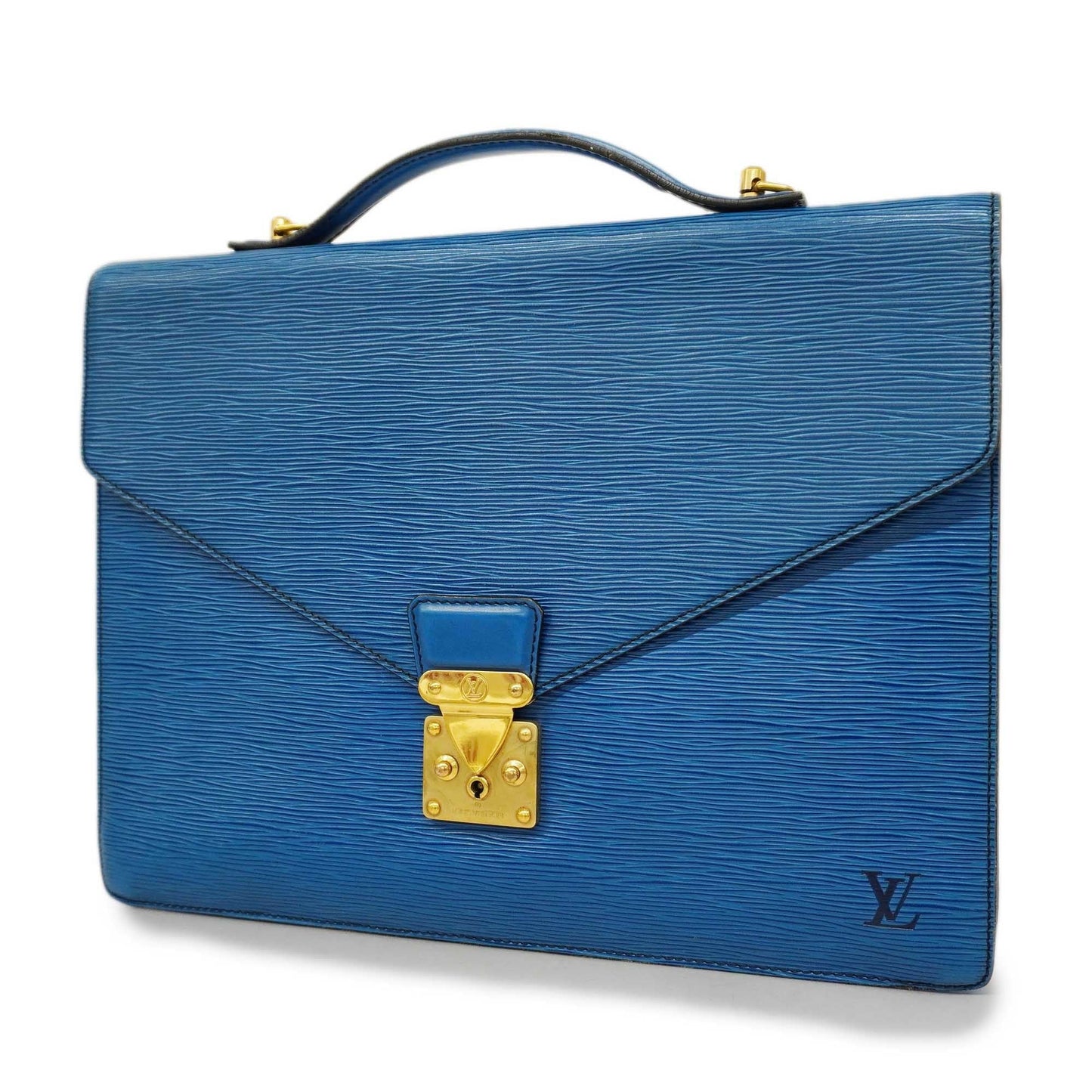 Louis VuittonAuth  Epi Porto Documan Bandolier Briefcase Toledo Blue