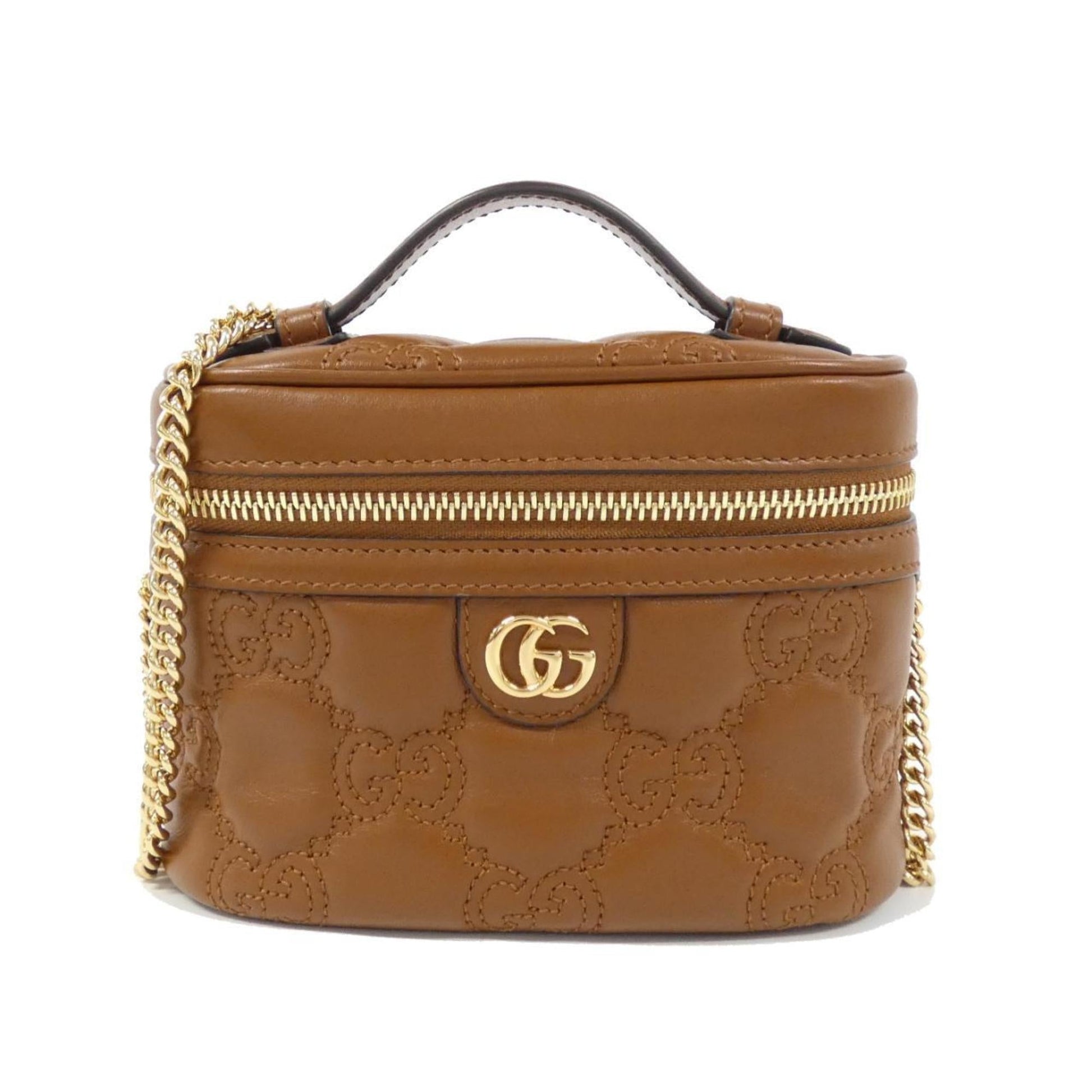 Gucci Brown Leather Shoulder Bag Vanity Bag ()