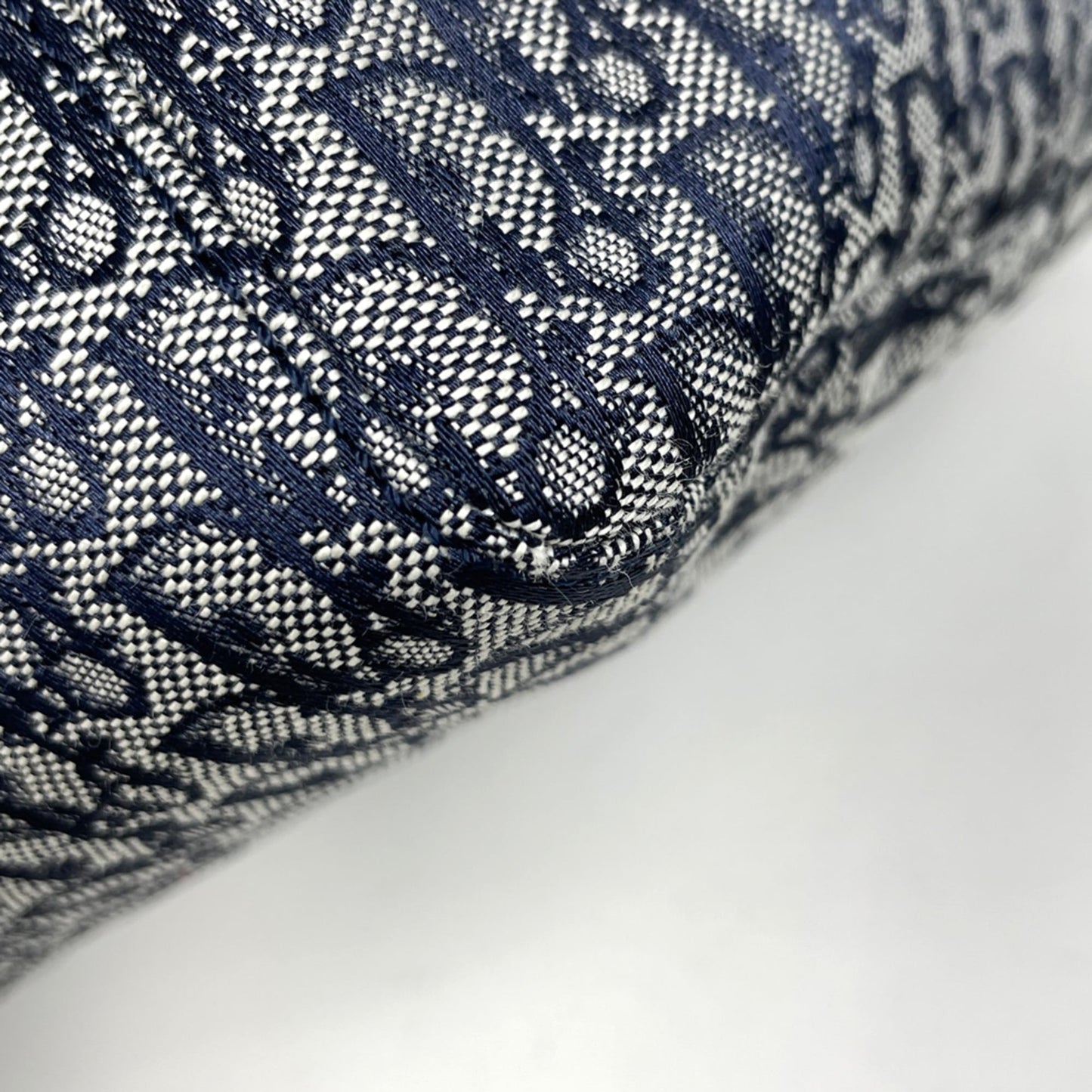 Christian Dior Navy Canvas Leather Handbag Tote Bag ()