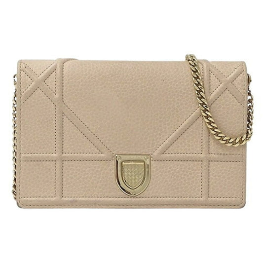 Christian Dior Pink Beige Leather Clutch Bag Shoulder Bag ()