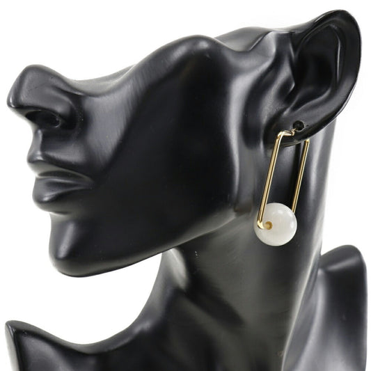 Celine square hoop earrings gold plated x fake pearl made in Italy ladies
