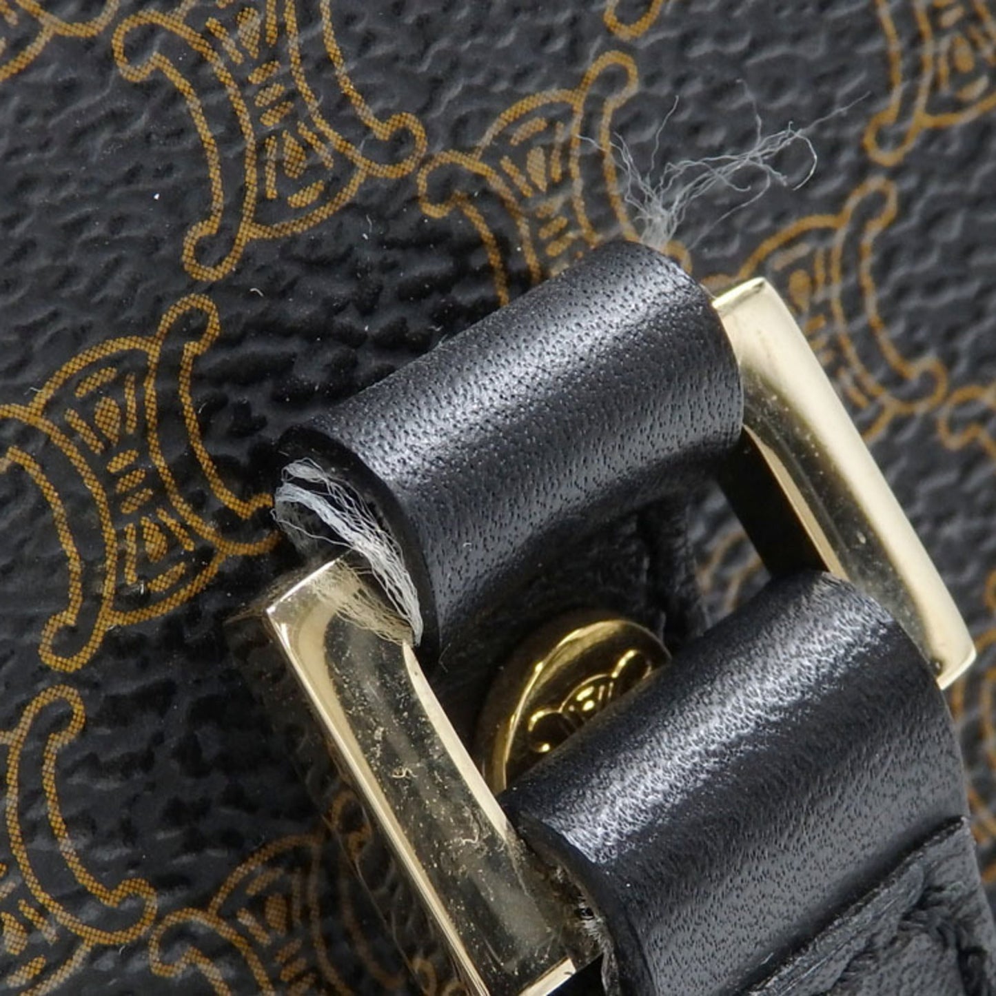 Celine Handbag Macadam Women's Black Brown PVC Leather
