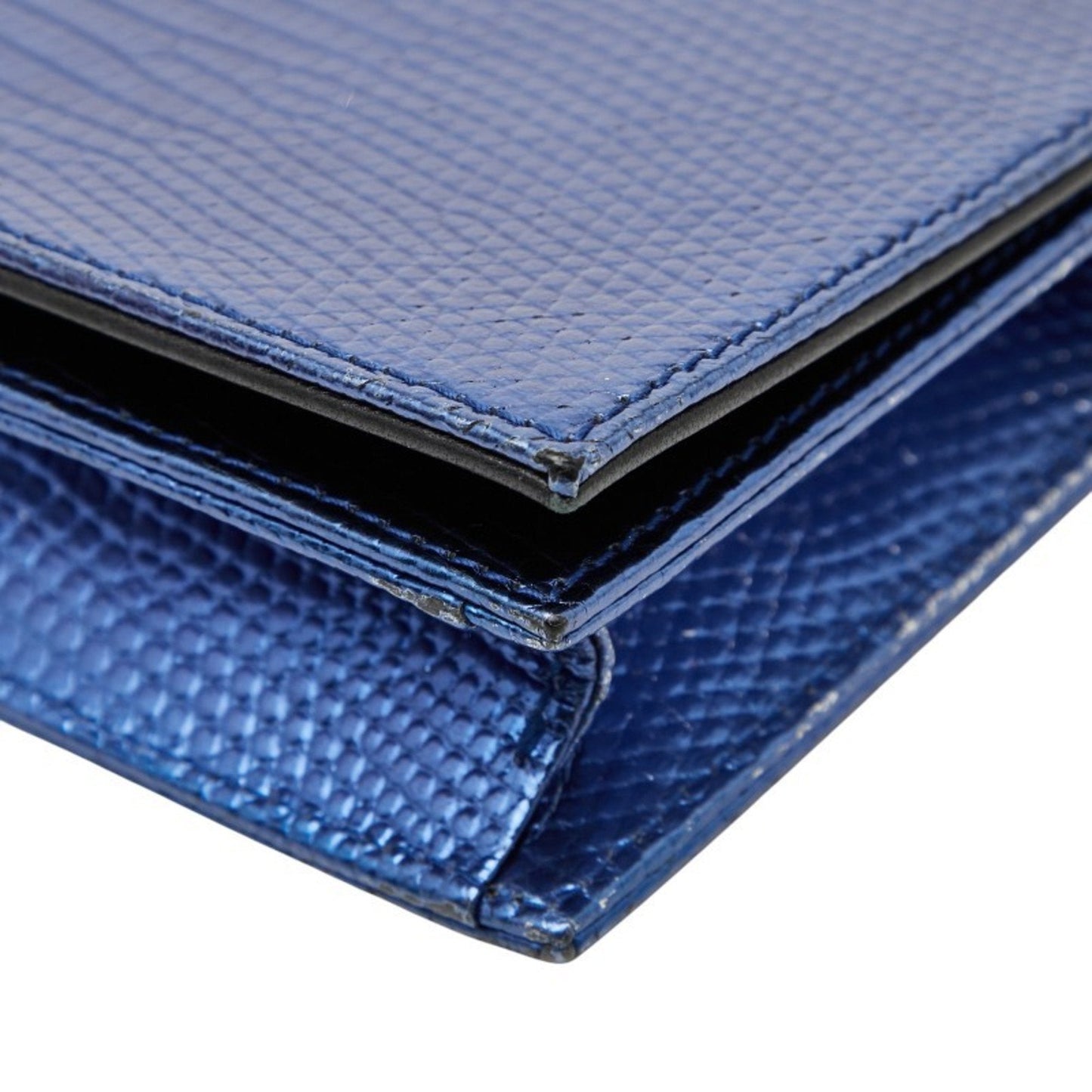 Christian Dior Metallic Blue Leather Shoulder Bag ()
