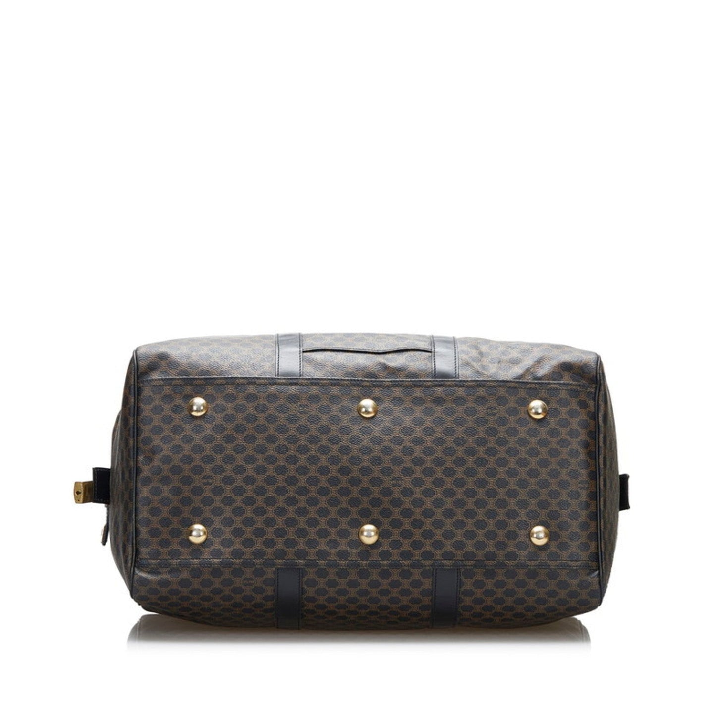 Celine Macadam Boston Bag Brown Black PVC Leather Ladies