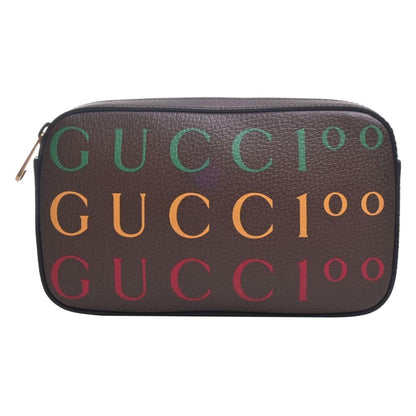 GUCCI Leather Waist Bag Belt 100th Anniversary 602695 Brown Women's