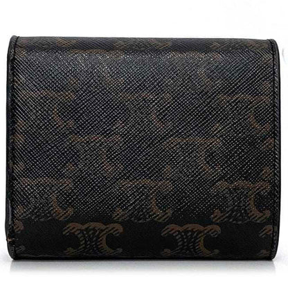 Celine Trifold Wallet Black Beige Gold Triomphe 10D782CQH.04LU PVC Leather GP  Flap Women's