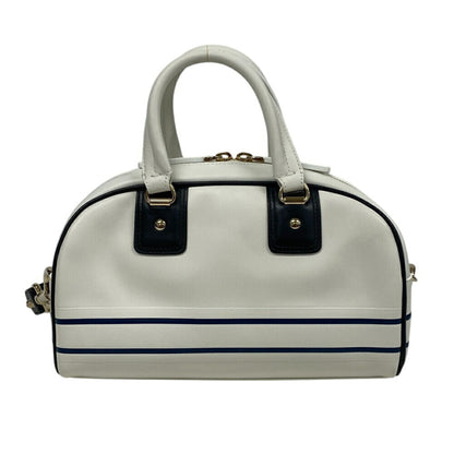 Christian Dior Navy White Leather Handbag ()