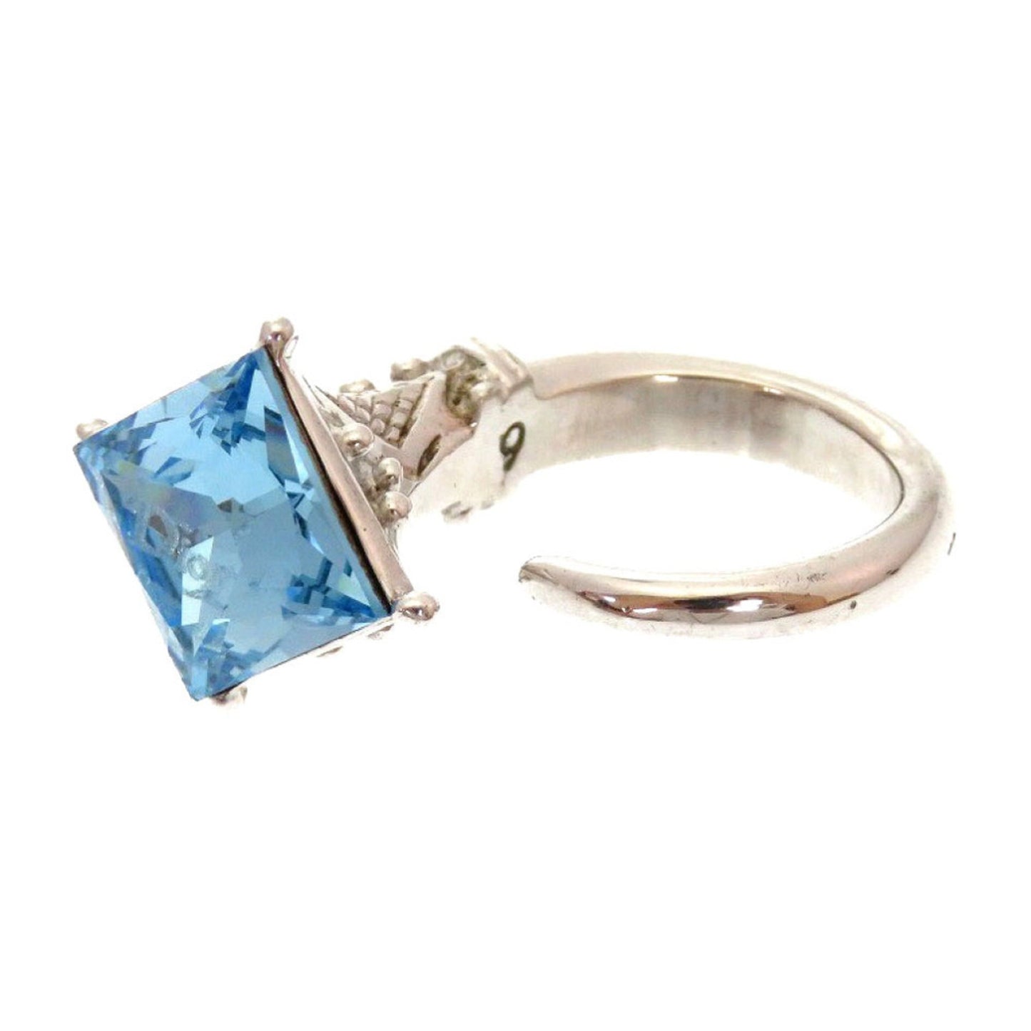Christian Dior Silver Blue Metal Band Ring ()