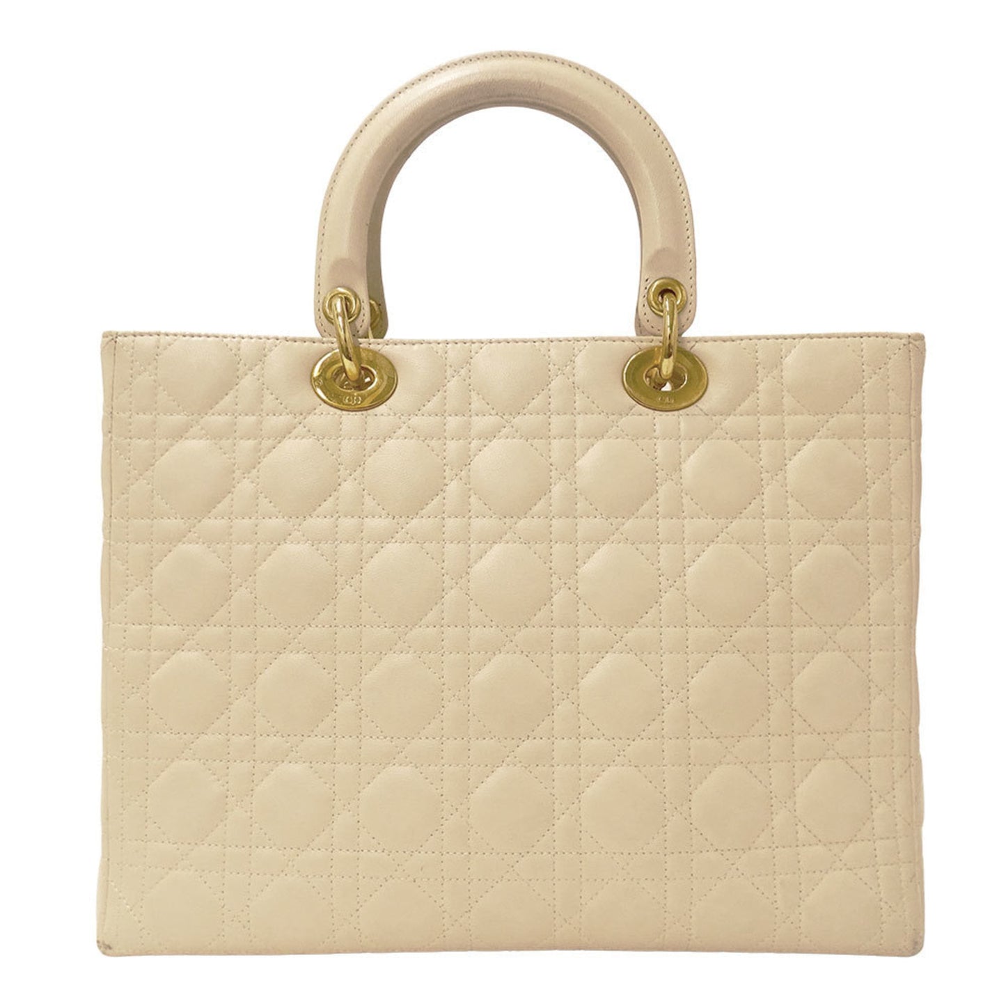 Christian Dior Lady Dior Ivory Leather Handbag Shoulder Bag ()