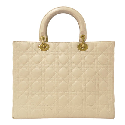 Christian Dior Lady Dior Ivory Leather Handbag Shoulder Bag ()