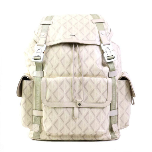 Christian Dior Light Beige Coated Canvas Leather Backpack ()