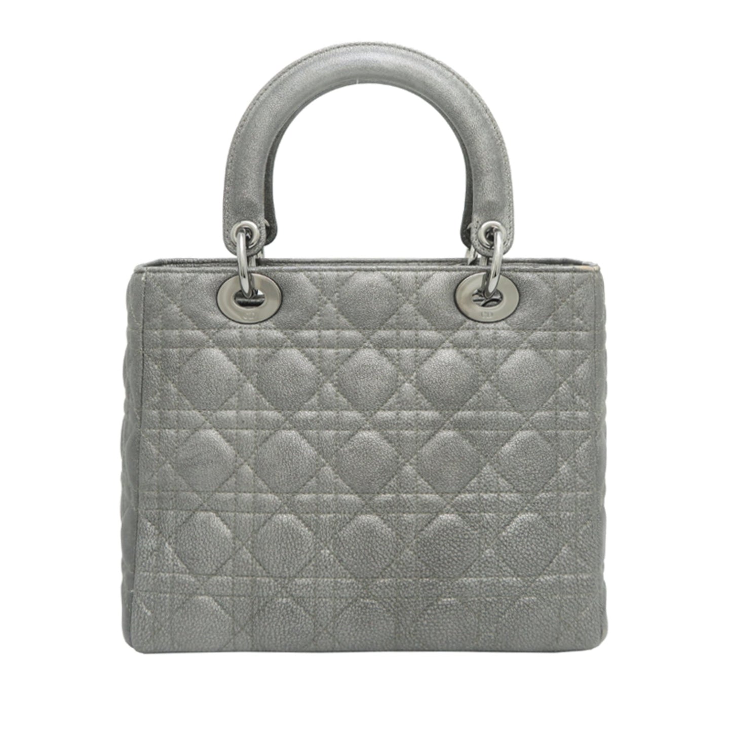 Christian Dior Lady Dior Gray Leather Handbag ()