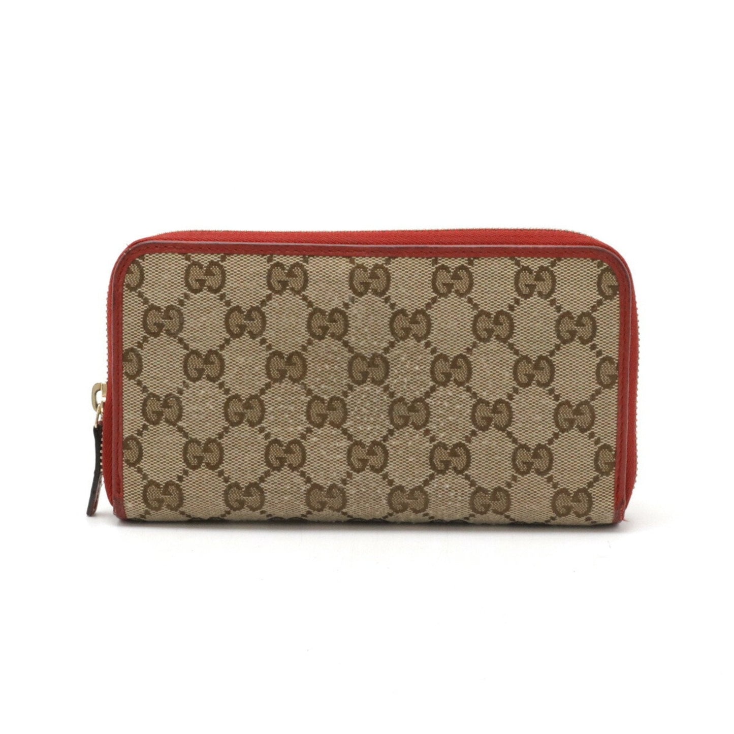 Gucci Red Color Canvas Leather Long Wallet (Bi-Fold) ()