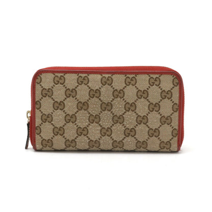 Gucci Red Color Canvas Leather Long Wallet (Bi-Fold) ()