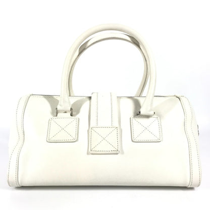 Christian Dior White Leather Boston Bag Handbag ()