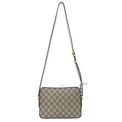 Gucci Horsebit Beige White Pvc Leather Shoulder Bag
