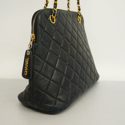 ChanelAuth  Matelasse Chain Shoulder Lambskin Women's Leather Shoulder Bag Black