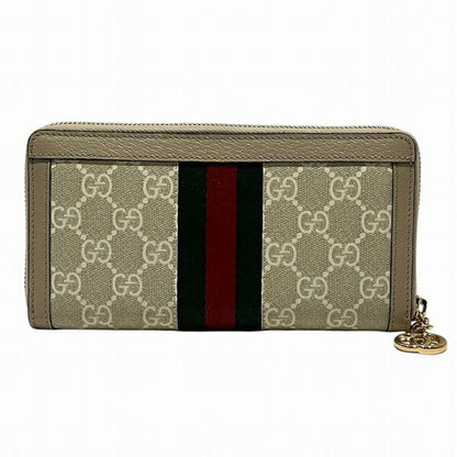 Gucci Beige White Gg Supreme Canvas Leather Long Wallet (Bi-Fold)