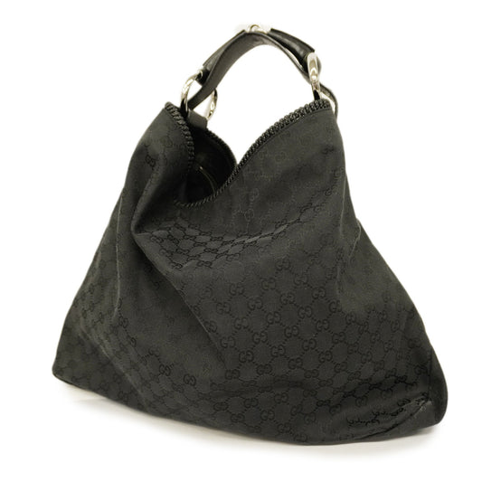 Gucci  Horsebit Shoulder Bag 114900 Women's GG Canvas Shoulder Bag Black