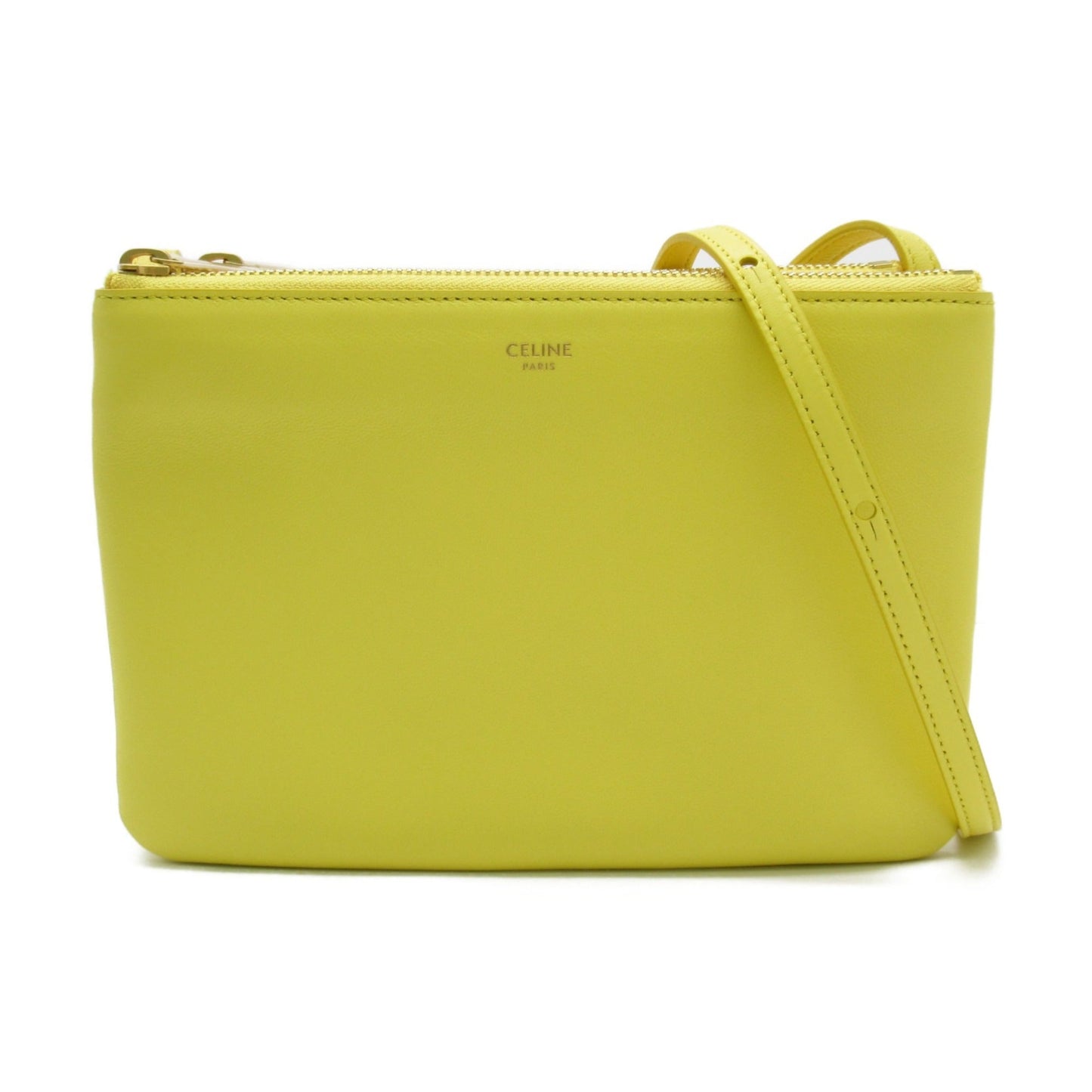 Celine Trio Shoulder Bag Yellow leather