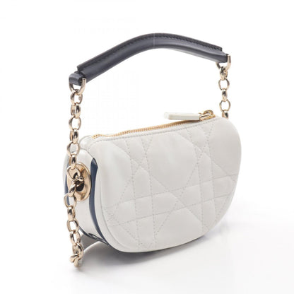 Christian Dior Navy White Leather Shoulder Bag ()