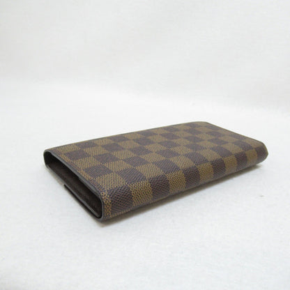 LOUIS VUITTON Portefeiulle International Trifold Long Wallet Brown Ebene Damier PVC coated canvas N61217