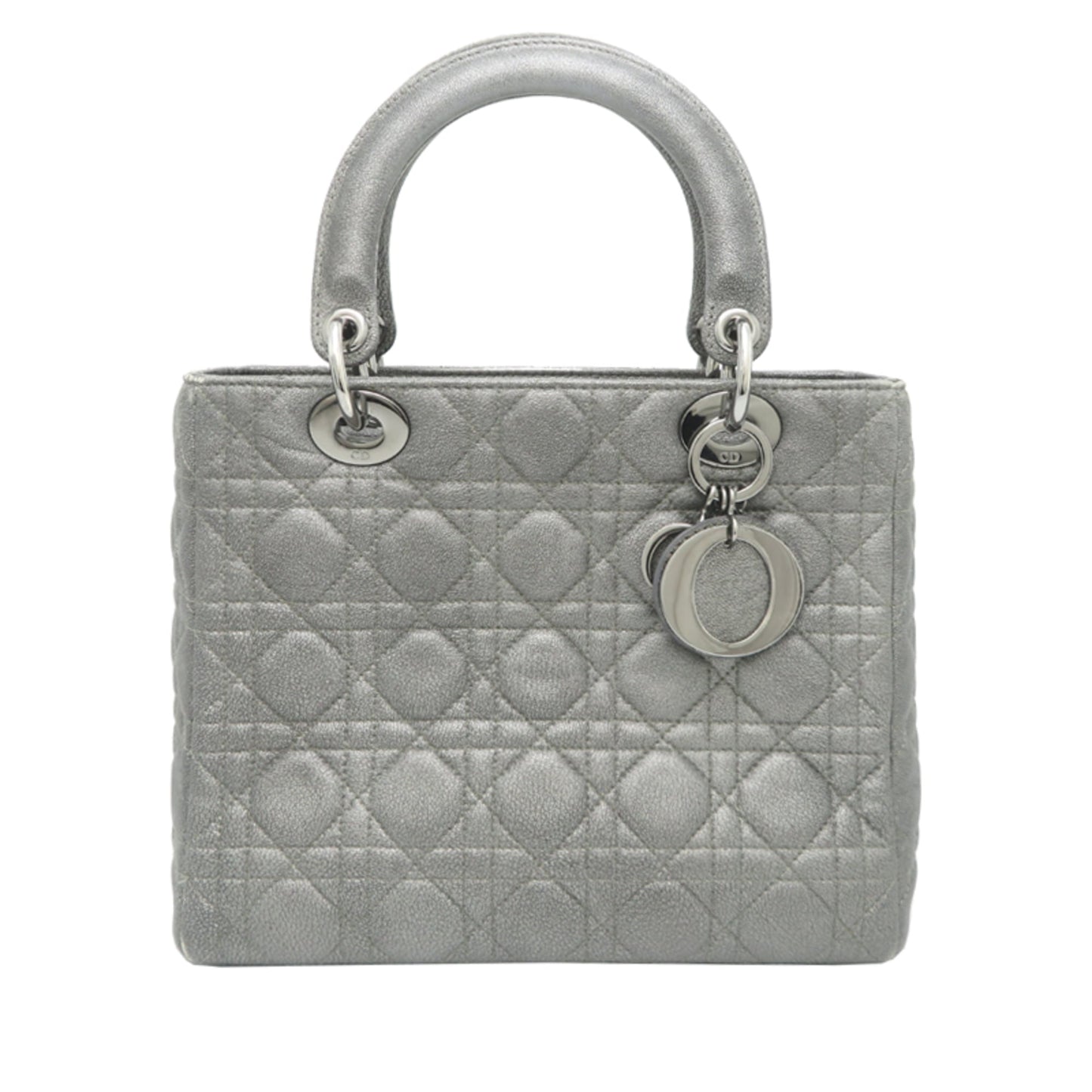 Christian Dior Lady Dior Gray Leather Handbag ()