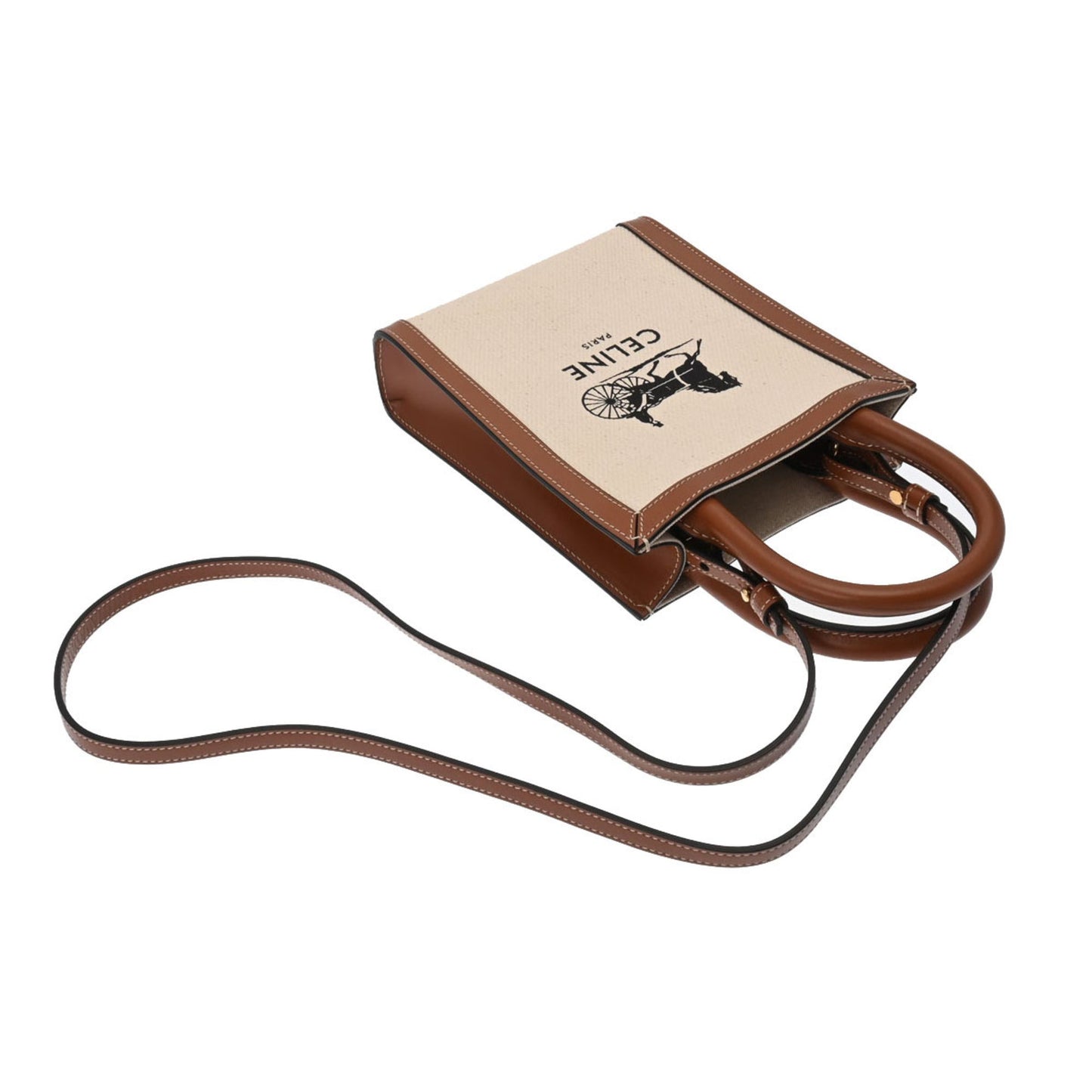 Celine Small Vertical Cover Brown 192082 Women's Canvas Leather Bag