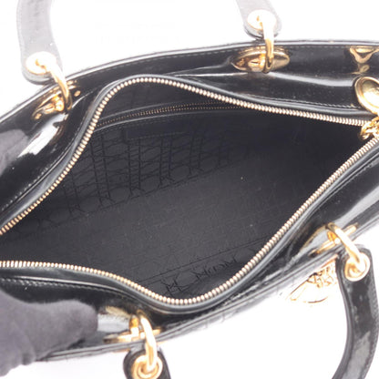 Christian Dior Lady Dior Black Patent Leather Handbag ()