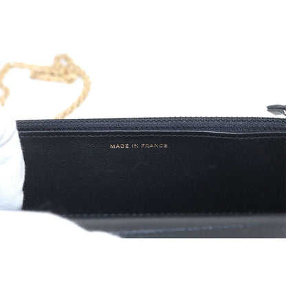 CHANEL 2.55 Chain Wallet Long Leather Black Gold Embossed Matelasse