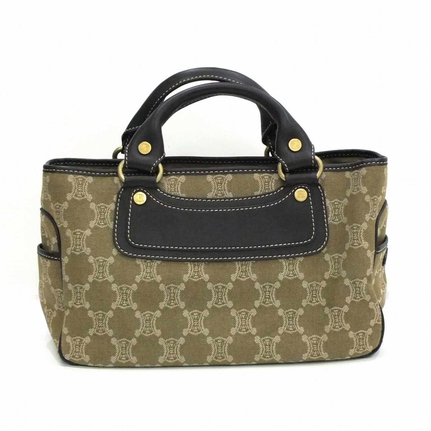 Celine Macadam Pattern Boogie Handbag Khaki Brown YS00/15 Bag Canvas Leather Ladies