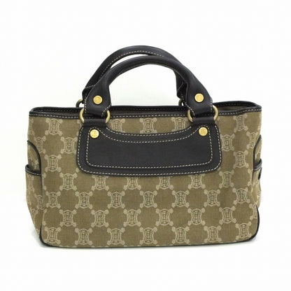 Celine Macadam Pattern Boogie Handbag Khaki Brown YS00/15 Bag Canvas Leather Ladies