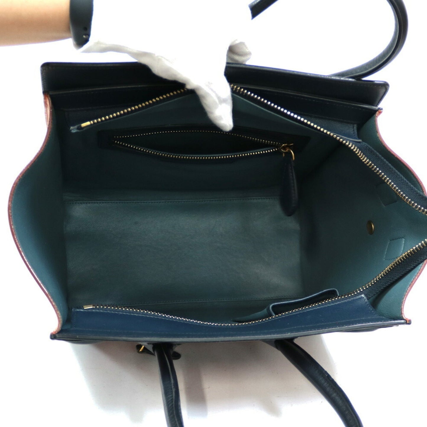 Celine Handbag Luggage Micro Shopper Multicolor Orange Ladies