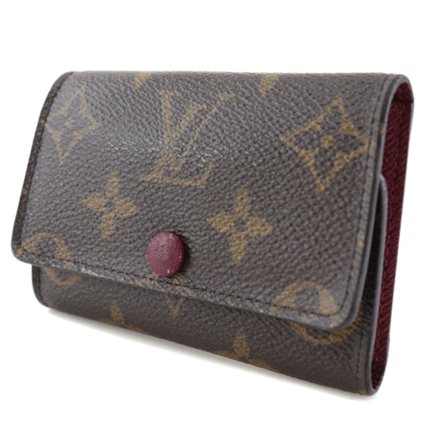 Louis Vuitton Multicles6 Key Case M60701 Monogram Canvas Fuchsia Made in France Brown CT1139 Snap Button Women's