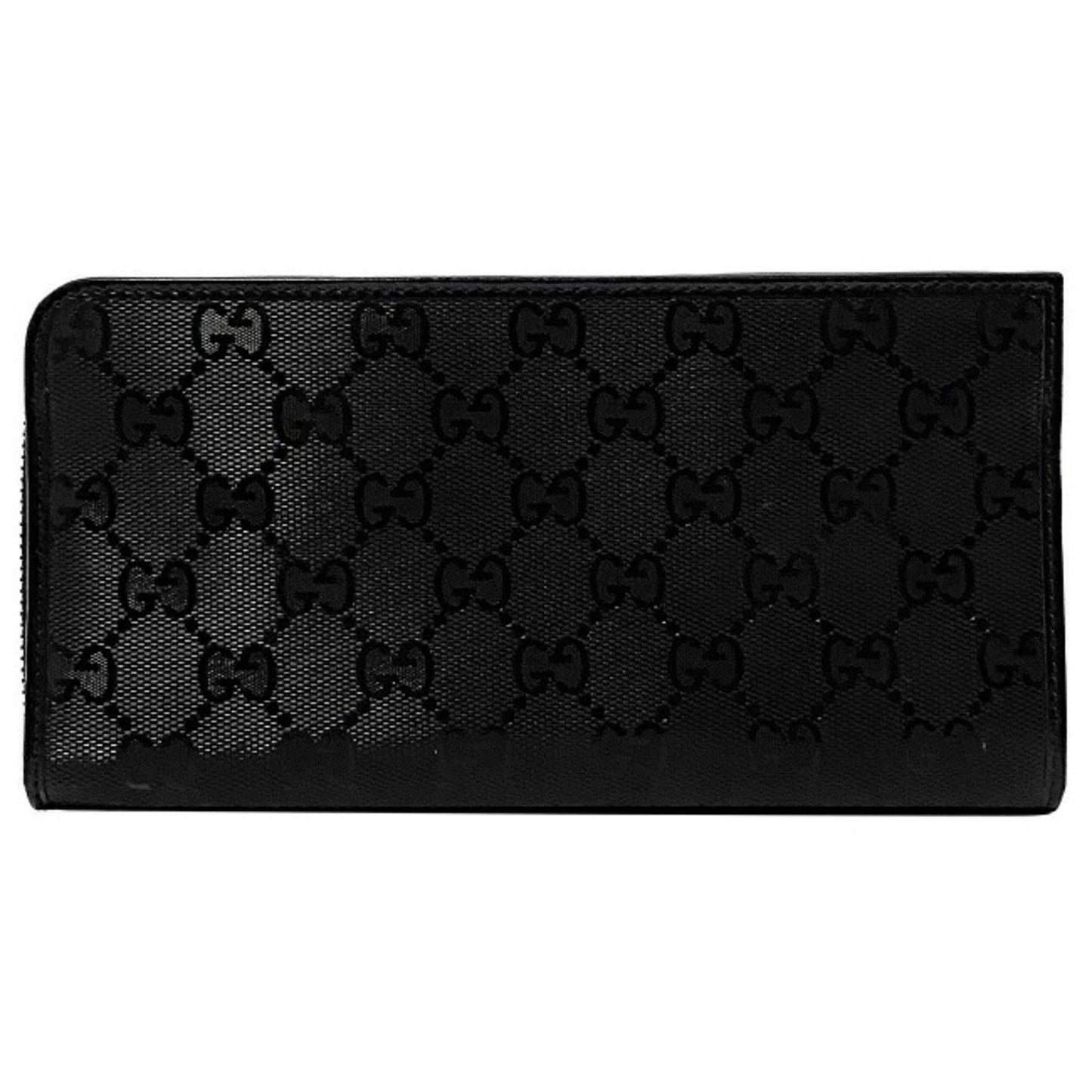 Gucci Gg Imprimé Black Pvc Leather Long Wallet (Bi-Fold)