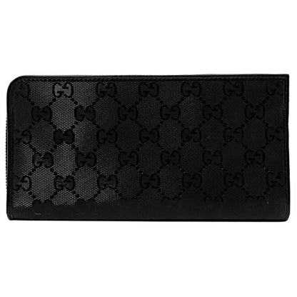 Gucci Gg Imprimé Black Pvc Leather Long Wallet (Bi-Fold)