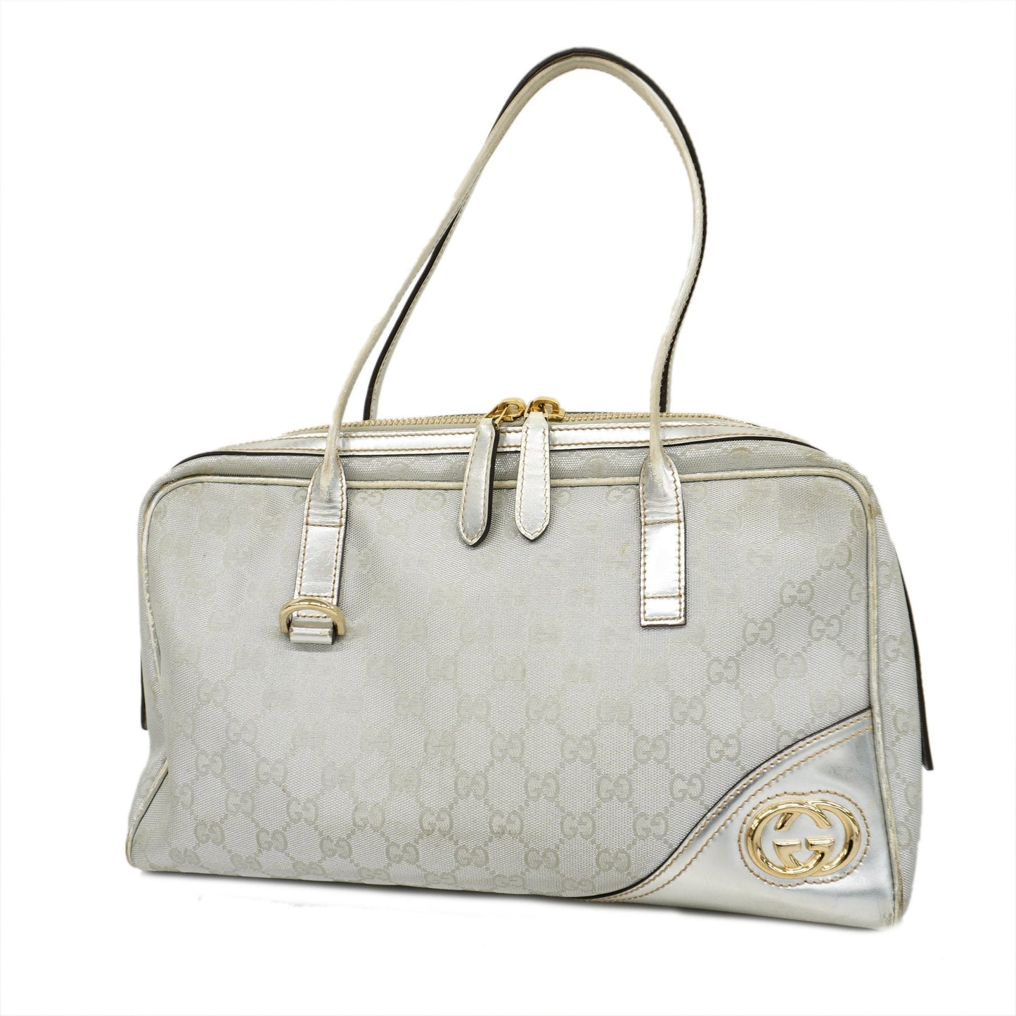 GUCCIAuth  GG Canvas Tote Bag 169971 Women's Tote Bag Silver