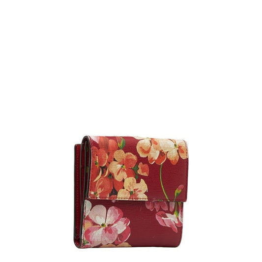 GUCCI Blooms French Flap W Bifold Wallet 410104 Red Multicolor Leather Women's