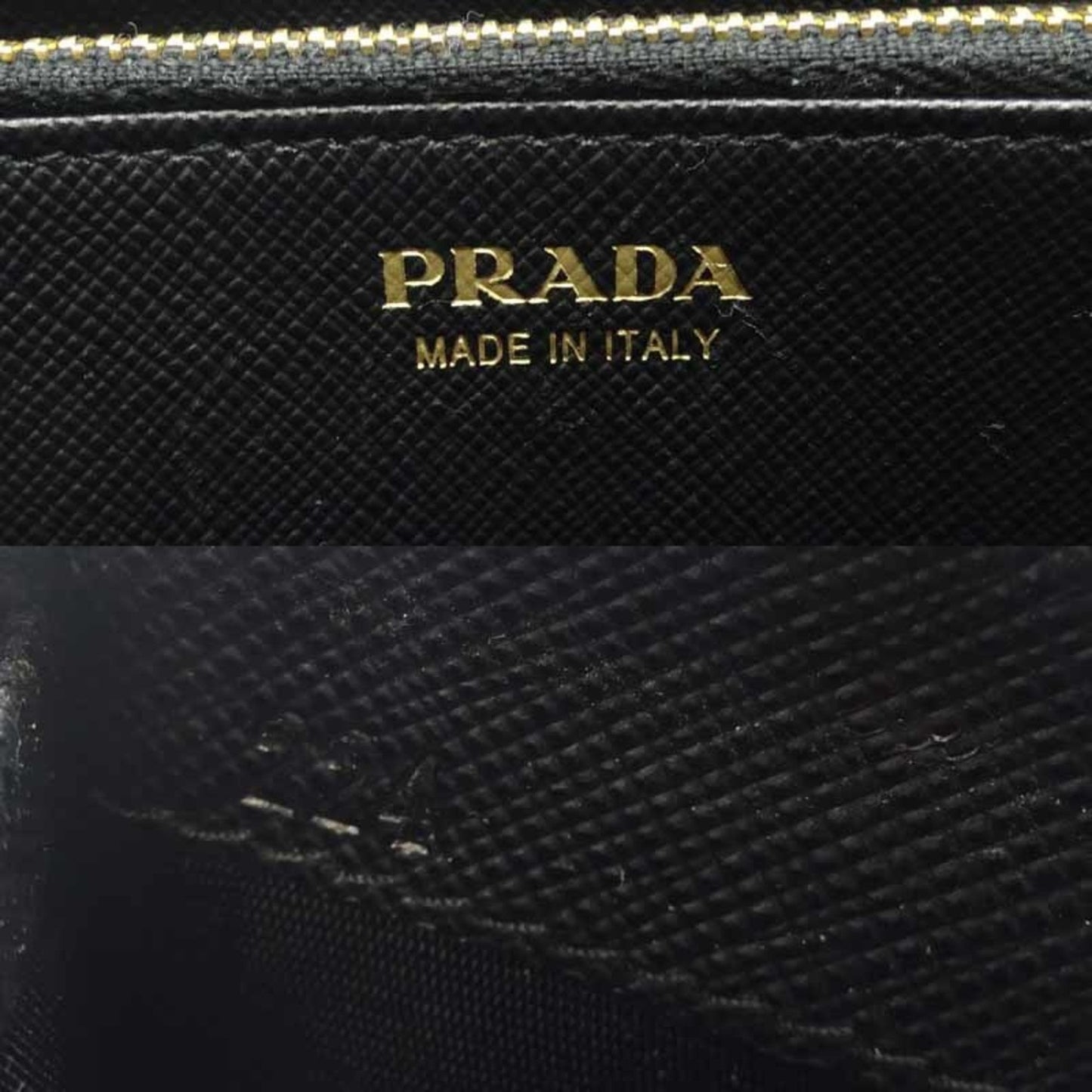 Prada Ribbon Round Zipper Wallet Ladies' Long 1ML506 Saffiano Leather NERO Nero Black