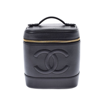 Chanel Vanity Black Ladies Caviar Skin Handbag