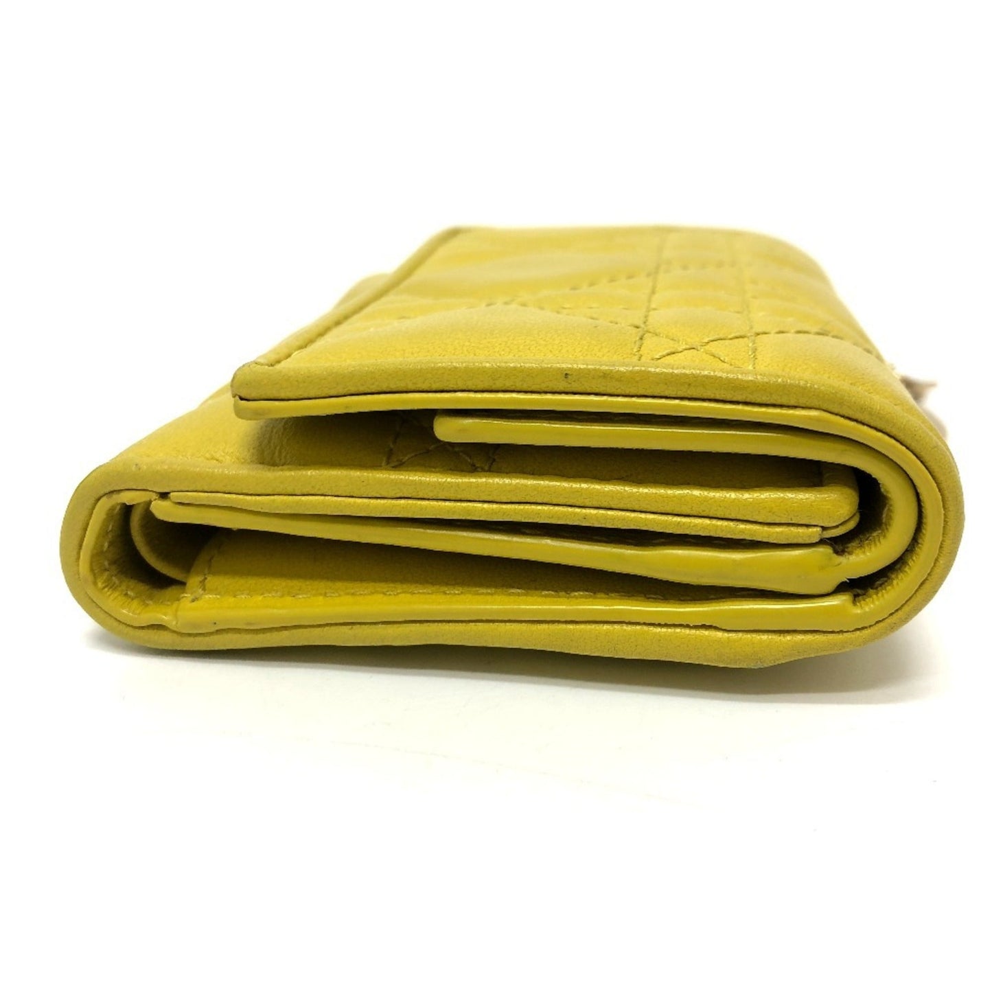 Christian Dior Lady Dior Yellow Leather Wallet (Tri-Fold) ()