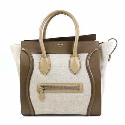 Celine Handbag Luggage Mini Shopper Leather/Canvas Brown Ladies