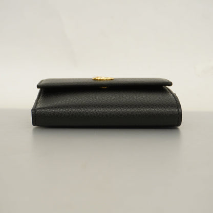 GUCCIAuth  GG Marmont Gold Hardware 456122 Women's Leather Wallet Black