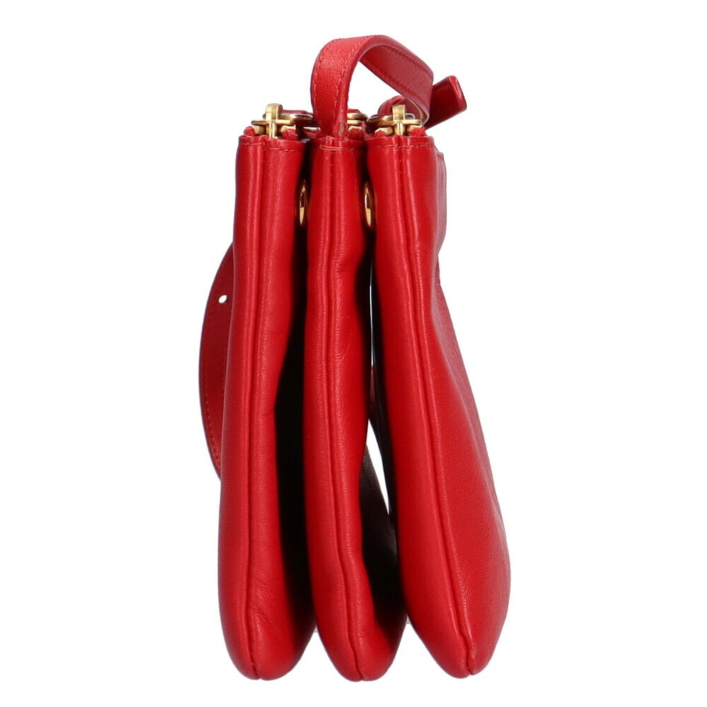Celine trio small shoulder bag leather red ladies